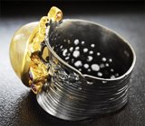 Серебряное кольцо с рутиловым кварцем и аметистами