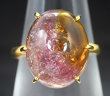 Золотое кольцо с полихромным забайкальским турмалином 13,16 карата Золото