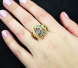 Эксклюзив! Роскошное золотое кольцо с топовыми уральскими александритами 2,04 карата и бриллиантами Золото