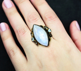Серебряное кольцо с лунным камнем, голубыми топазами и цитринами Серебро 925