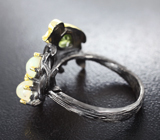 Удивительное серебряное кольцо с кристаллическими эфиопскими опалами и перидотом Серебро 925