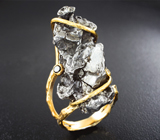 Золотое кольцо с осколком метеорита Кампо-дель-Сьело 85,65 карата, черным и бесцветным бриллиантами Золото