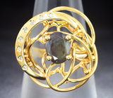 Золотое кольцо с уральским александритом 1,85 карата и бриллиантами Золото