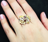 Серебряное кольцо с родолитами гранатами и пурпурными турмалинами Серебро 925