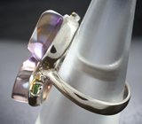 Серебряное кольцо с аметринами 21,08 карата, зелеными турмалинами и сапфирами