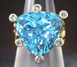 Серебряное кольцо с голубым топазом 28,67 карата и синими сапфирами Серебро 925