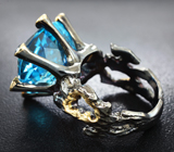 Серебряное кольцо с голубым топазом 28,67 карата и синими сапфирами Серебро 925