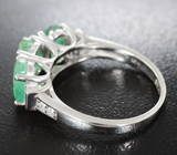 Стильное серебряное кольцо с изумрудами Серебро 925