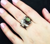 Серебряное кольцо с кристаллическим эфиопским опалом и сапфирами