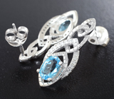 Чудесный серебряный комплект с голубыми топазами Серебро 925