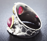 Серебряное кольцо с пурпурными и синим сапфирами
