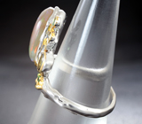 Серебряное кольцо с кристаллическим эфиопским опалом 4,21 карата, турмалином и цаворитами Серебро 925
