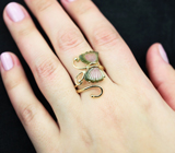 Золотое кольцо с резными полихромными турмалинами 3,96 карата и бриллиантами Золото
