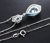 Элегантный серебряный кулон с голубыми топазами + цепочка Серебро 925