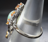 Серебряное кольцо с кристаллическим эфиопским опалом 4,61 карата и разноцветными сапфирами Серебро 925