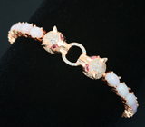 Серебряный браслет с перуанскими розовыми опалами и розовыми сапфирами Серебро 925