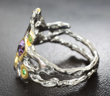 Серебряное кольцо с аметистом и цаворитами Серебро 925