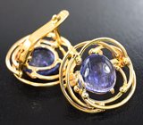 Золотые серьги с танзанитами 3,98 карата