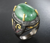 Серебряное кольцо с авантюрином 30+ карат и родолитами Серебро 925
