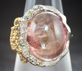 Серебряное кольцо с турмалином 12,78 карата и сапфирами