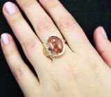 Серебряное кольцо с турмалином 12,78 карата и сапфирами