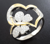 Романтичное серебряное кольцо с кубиком циркония Серебро 925