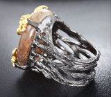 Серебряное кольцо с рутиловым кварцем и диопсидами
