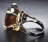 Серебряное кольцо с коньячным цитрином и сапфирами Серебро 925