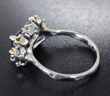 Серебряное кольцо с иолитом 3,12 карата, танзанитом и сапфирами Серебро 925