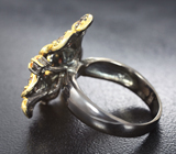 Оригинальное серебряное кольцо с сапфирами и диопсидами Серебро 925