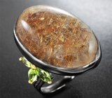 Серебряное кольцо с рутиловым кварцем и перидотами