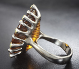 Серебряное кольцо с резным цитрином 33,62 карата и цаворитами Серебро 925