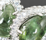 Серебряные серьги с зелеными сфенами Серебро 925