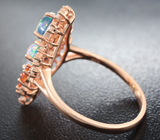 Изысканное серебряное кольцо с кристаллическими эфиопскими опалами и сапфирами Серебро 925