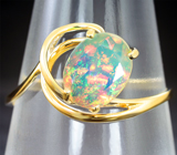 Золотое кольцо с ограненным эфиопским опалом 1,15 карата! Яркая опалесценция Золото