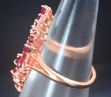 Праздничное серебряное кольцо с рубинами Серебро 925