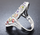 Праздничное серебряное кольцо с разноцветным кубиком циркония Серебро 925