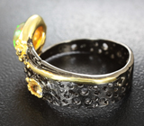 Серебряное кольцо с кристаллическим эфиопским опалом и цитрином Серебро 925