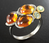 Серебряное кольцо с цитринами и турмалинами
