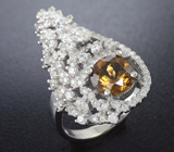 Элегантное серебряное кольцо с дымчатым кварцем