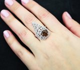 Элегантное серебряное кольцо с дымчатым кварцем