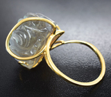Золотое кольцо с резным лабрадоритом 27,46 карата Золото