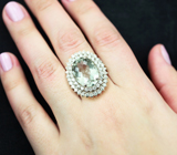 Эффектное серебряное кольцо с зеленым аметистом Серебро 925