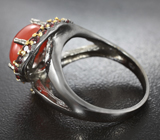 Серебряное кольцо с карнелианом и родолитами Серебро 925