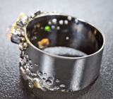 Серебряное кольцо с кристаллическими эфиопскими опалами и диопсидами Серебро 925