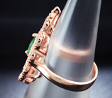 Ажурное серебряное кольцо с ярким изумрудом
