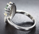 Прелестное серебряное кольцо с зеленым и желтыми сапфирами Серебро 925