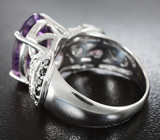 Стильное серебряное кольцо с аметистом и черными шпинелями Серебро 925