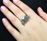 Оригинальное серебряное кольцо с марказитами Серебро 925