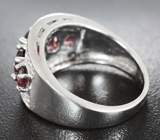 Стильное серебряное кольцо с родолитами Серебро 925